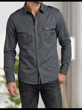 G by Guess Dark Gray Button-Up Shirt NWT XL